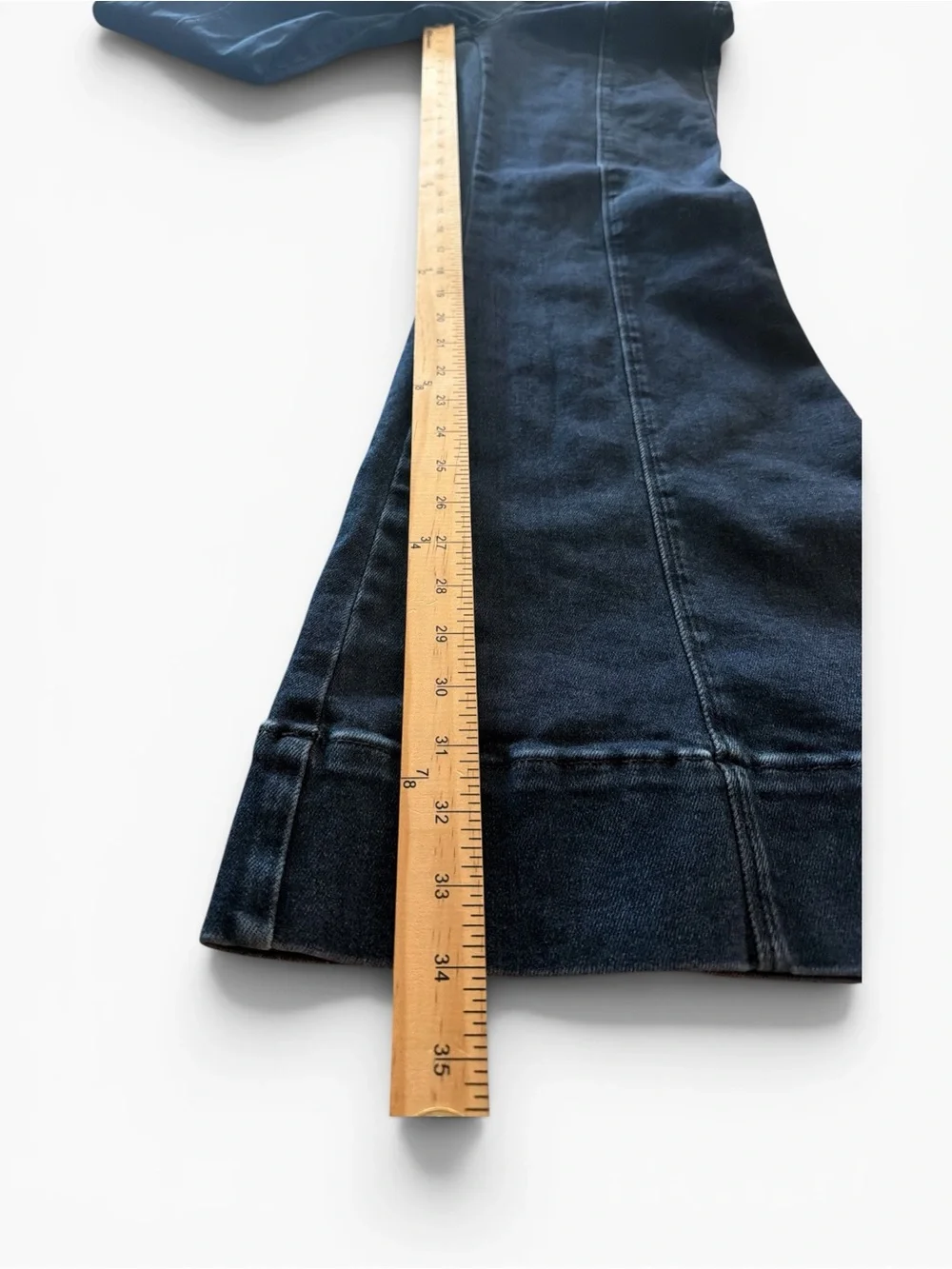 Special A Super Flare Jeans Size 11/30 Dark Wash Stretchy High Wasted Banded Hem